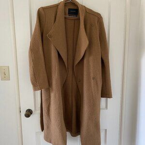Maison Scotch by Scotch & Soda Boucle Tan Wrap Coat with Tie Size 2